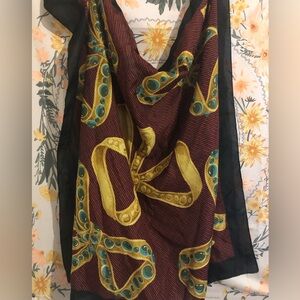 Vintage scarf large red and black